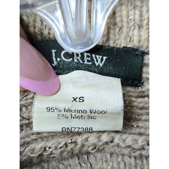J.Crew brown 100% merino wool metallic full zip cardigan sweater XS. - Picture 7 of 7
